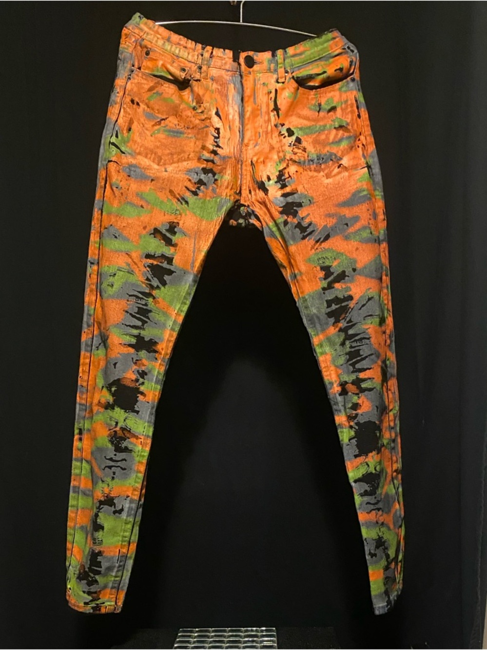 Forever 21 Orange Green Black Tie-Dye Skinny Jeans stretchy material. Worn once